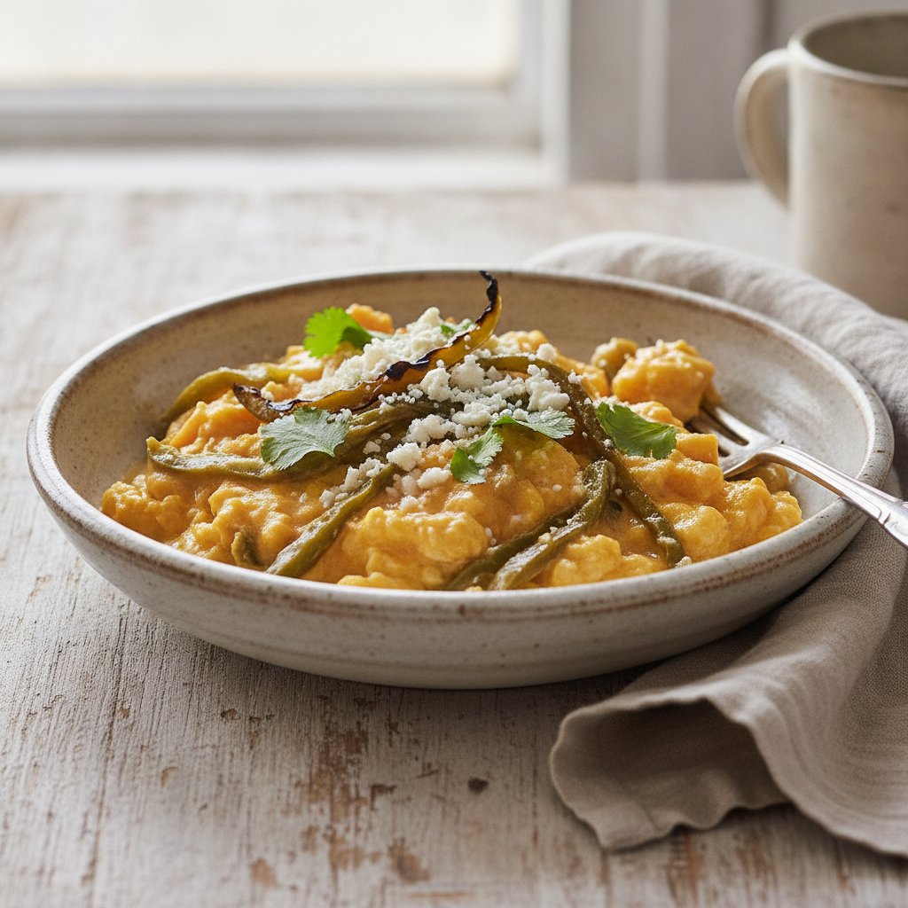 Eggs With Roasted Poblano And Cream