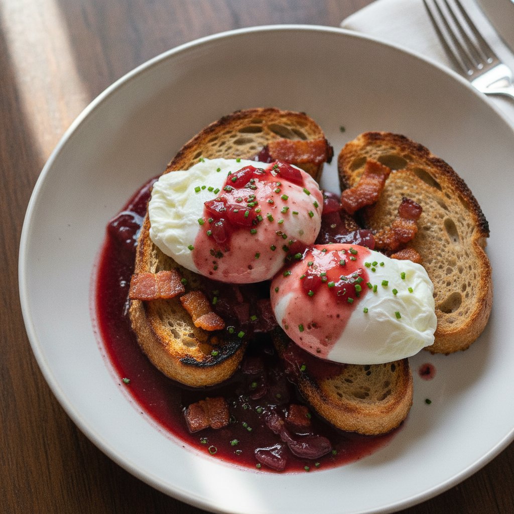 Poached Eggs in Red Wine Sauce