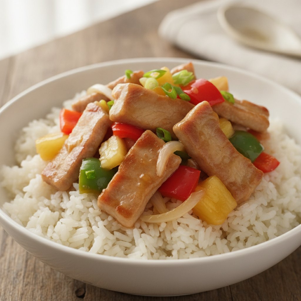 Sweet and Sour Pork Rice (Low-Calorie)