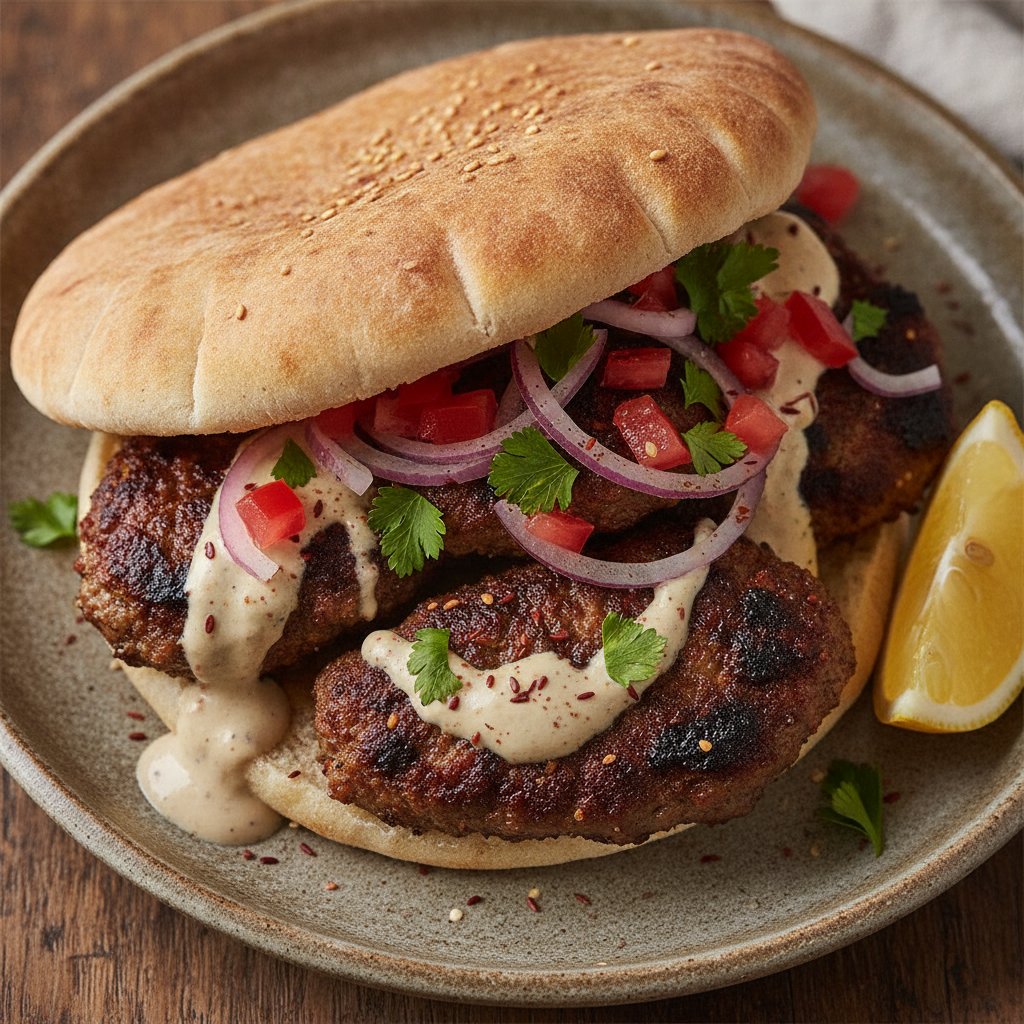 Grilled Ground Lamb Sandwich