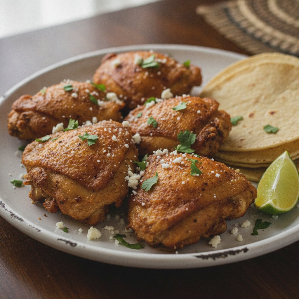 Crispy Fried Chicken Thighs Mexican Style