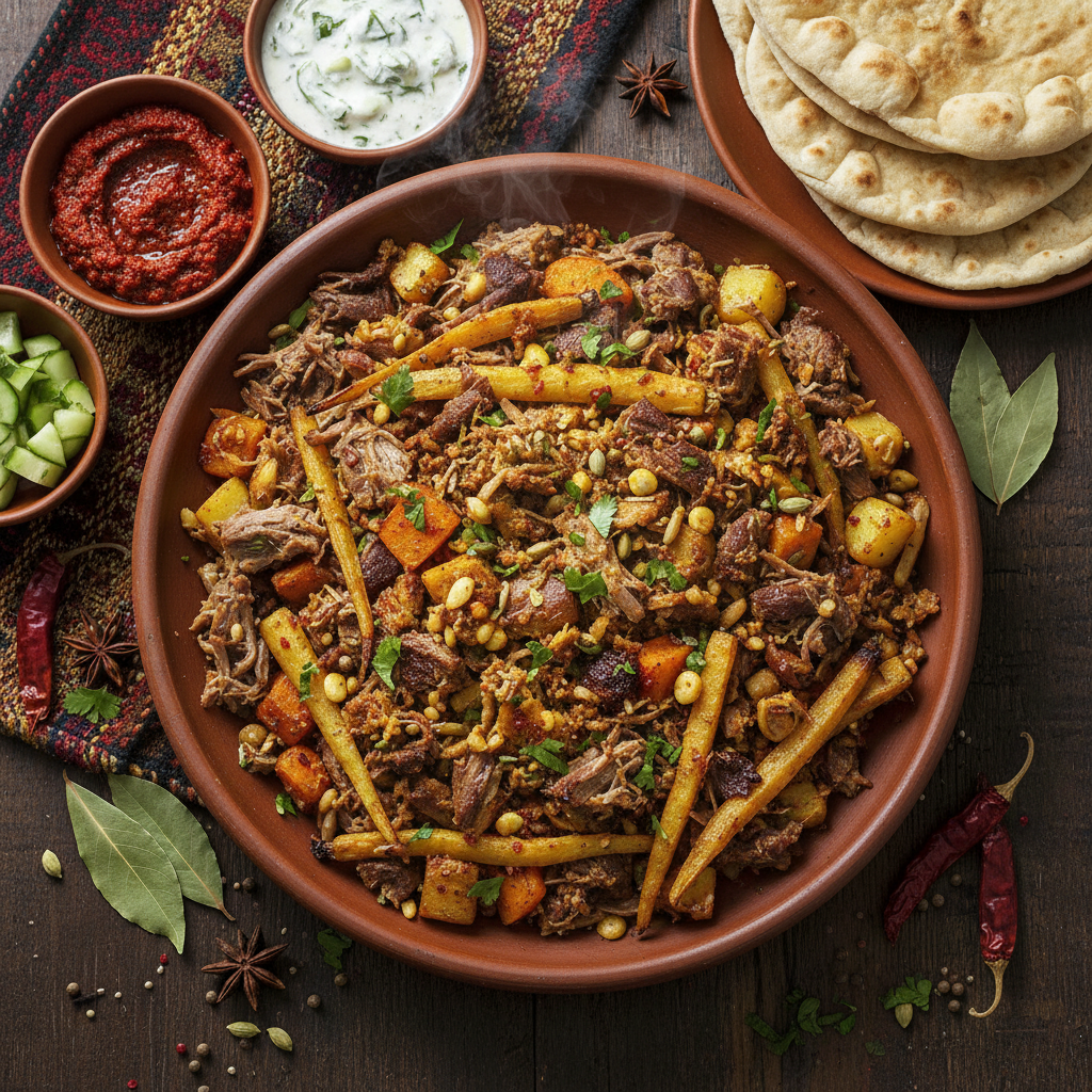 Caramelized Onion Shredded Lamb — Lamb Mafrooka Yemeni