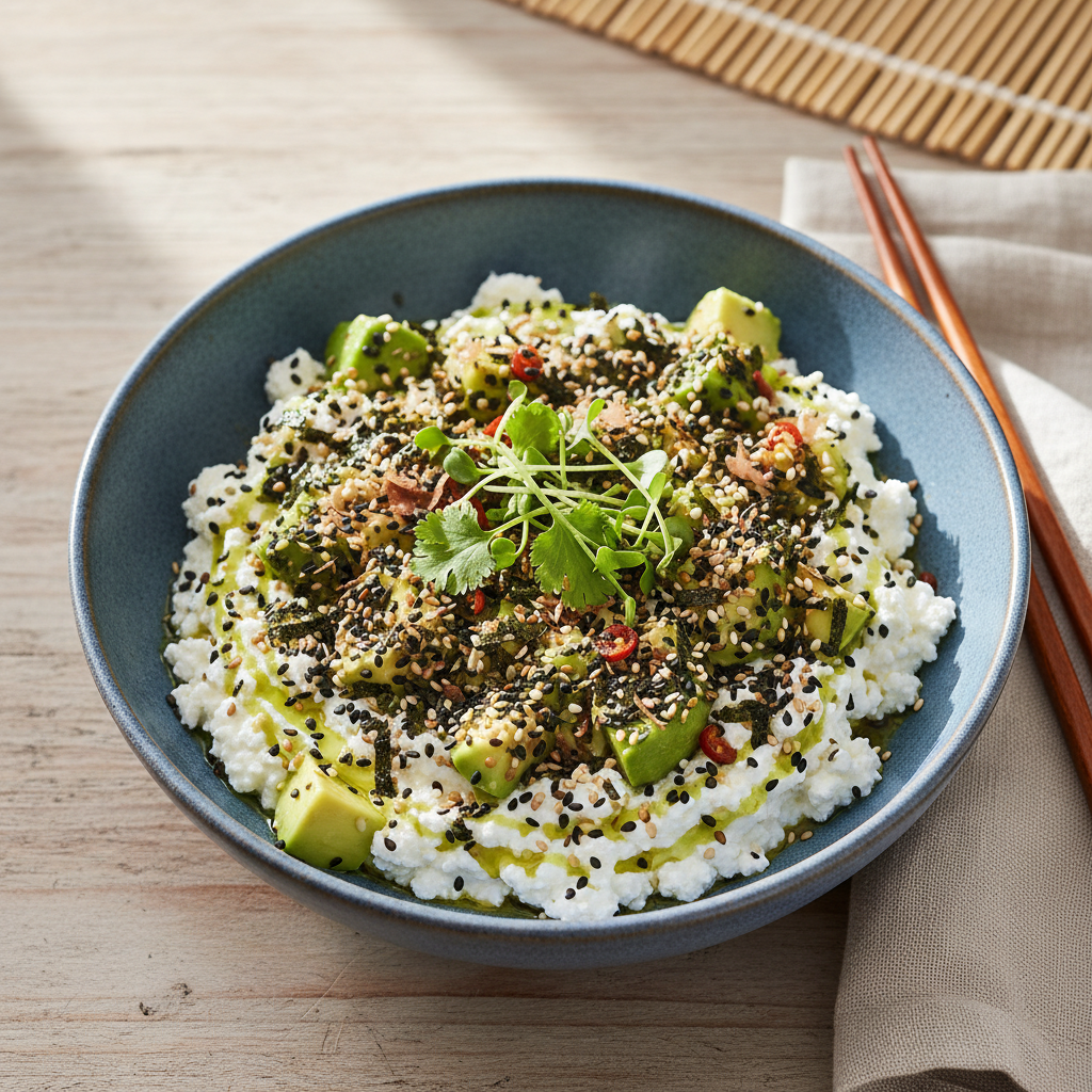 Cottage Cheese Avocado Furikake Bowl