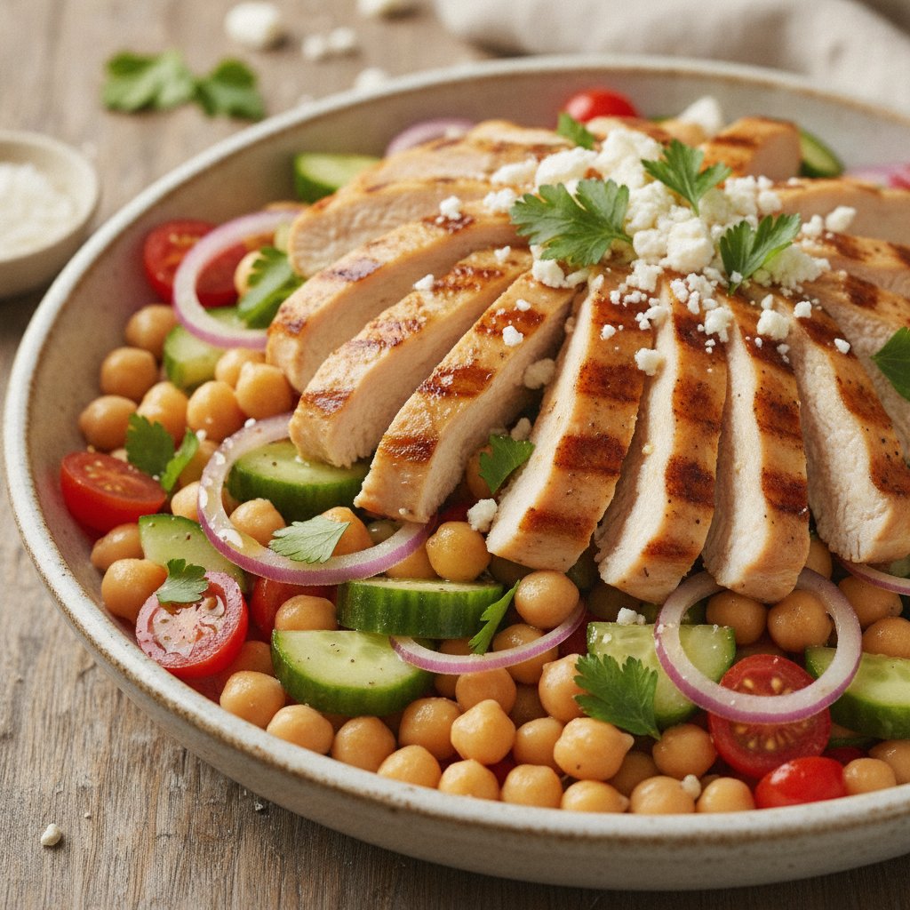 Chickpea and Grilled Chicken Salad