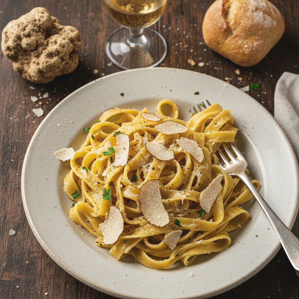 Fresh Egg Pasta with White Truffle — Tagliatelle all'Uovo e Tartufo Bianco Emiliana