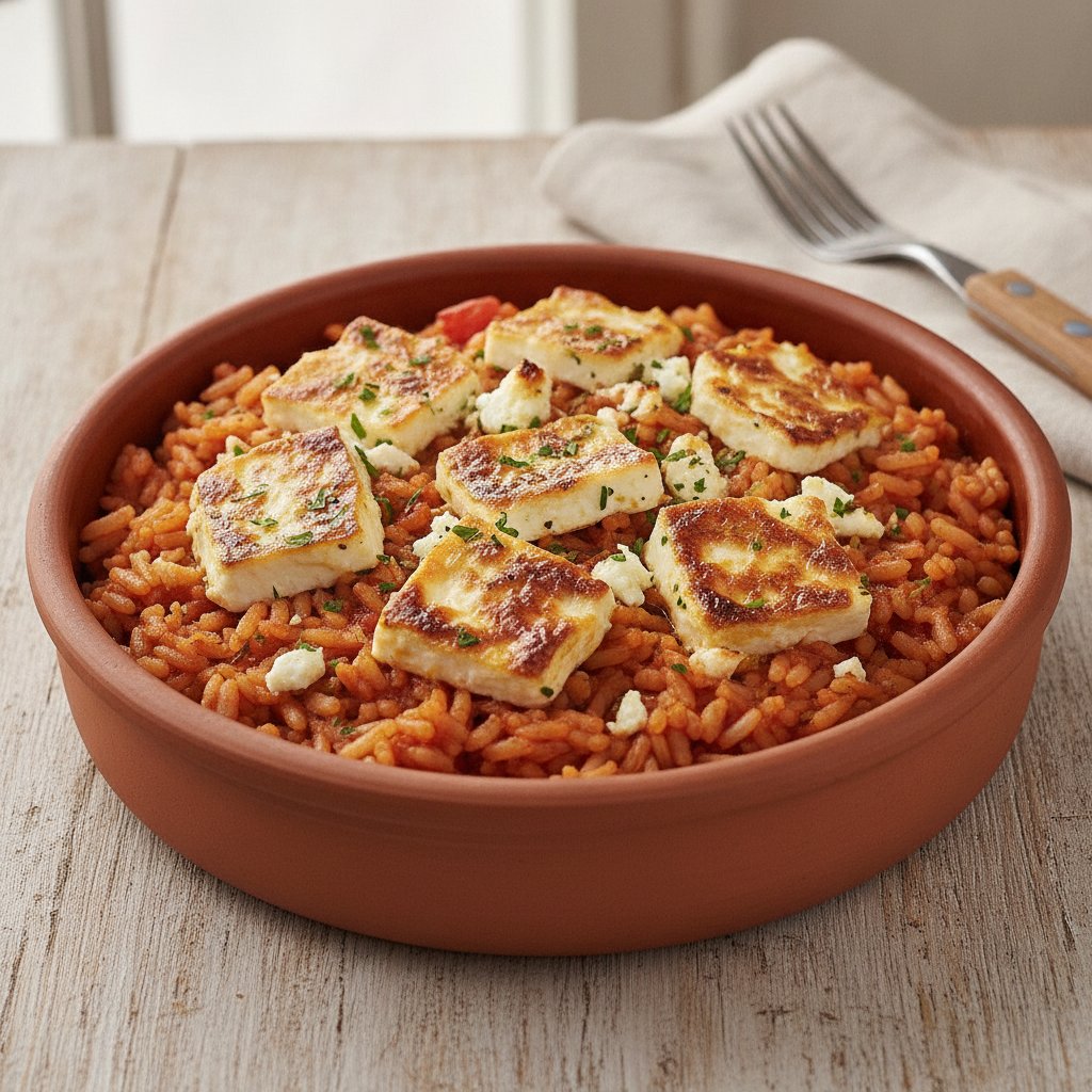 Baked Tomato Rice with Feta Cheese