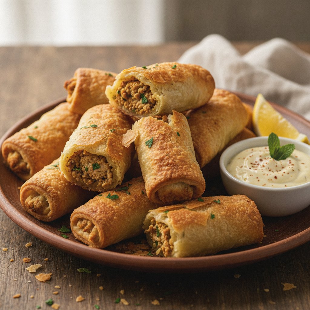 Crispy Chicken Filled Pastry Rolls