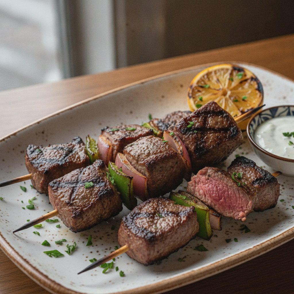 Grilled Lamb Cubes Skewers