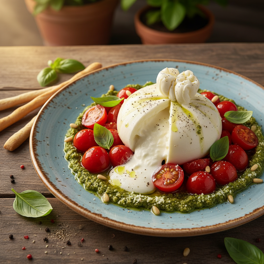 Burrata con Pomodorini e Pesto Pugliese