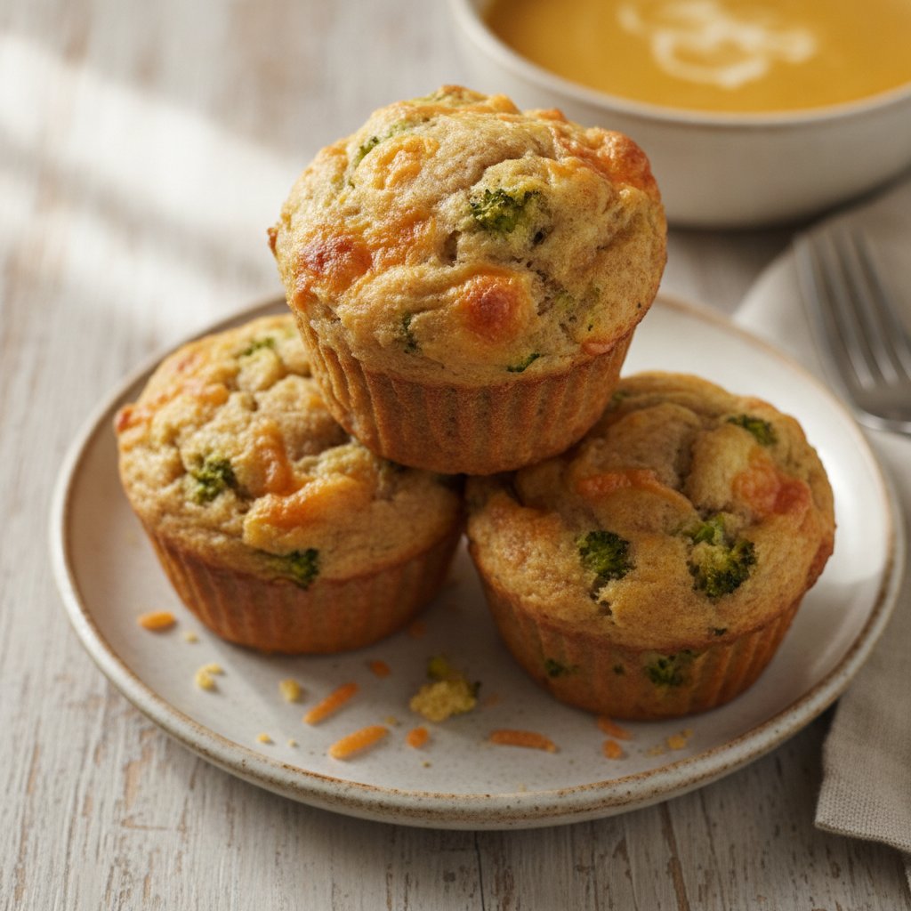 Broccoli Cheddar Savoury Muffins (Low-Chol)