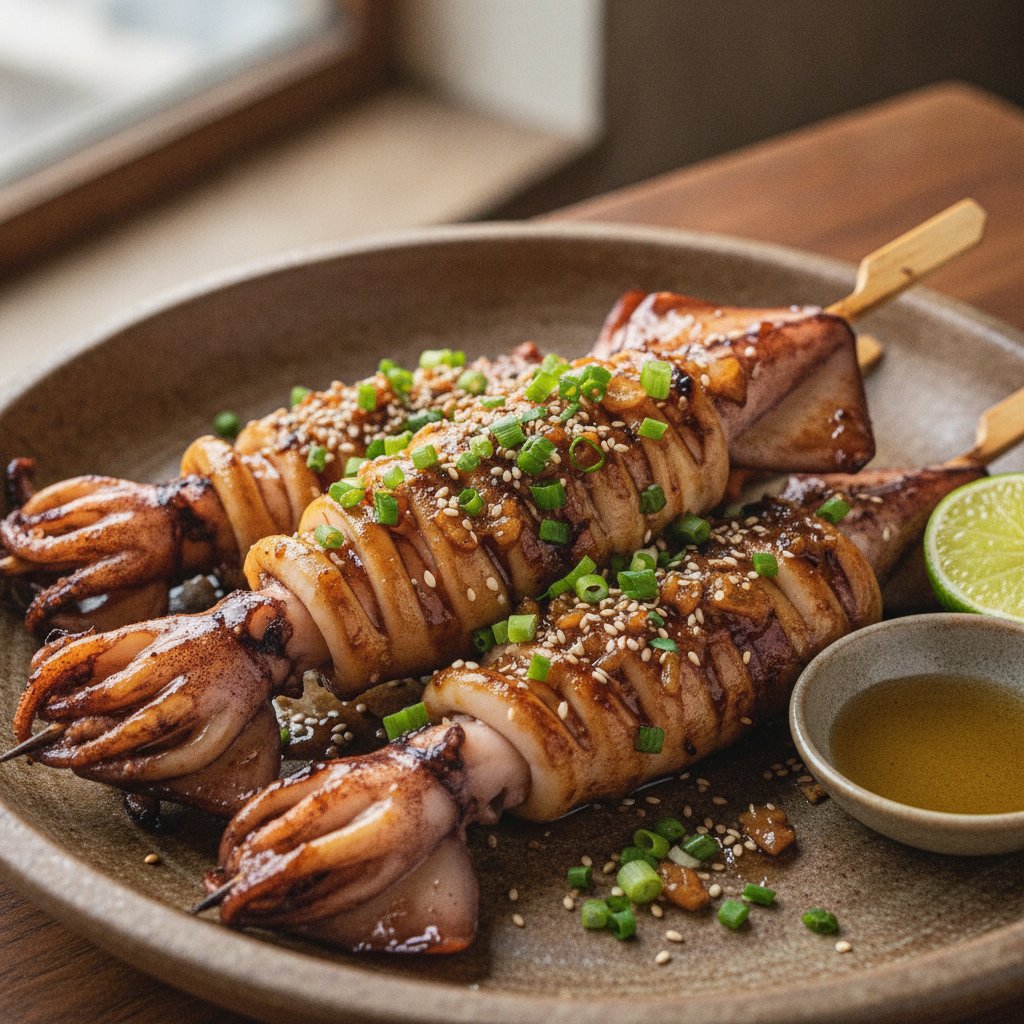 Grilled Squid on a Stick