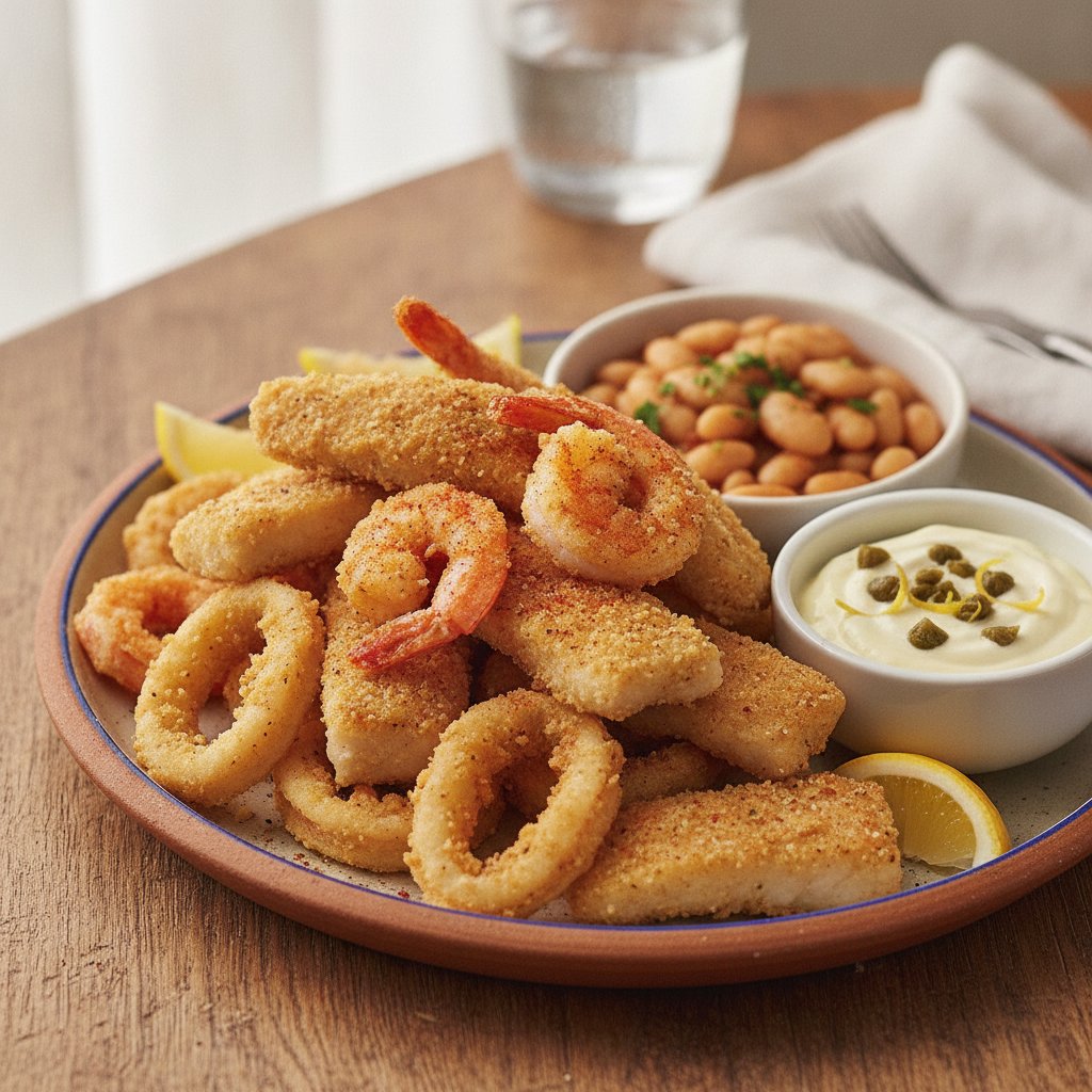 Fried Mixed Seafood Platter (High-Protein)