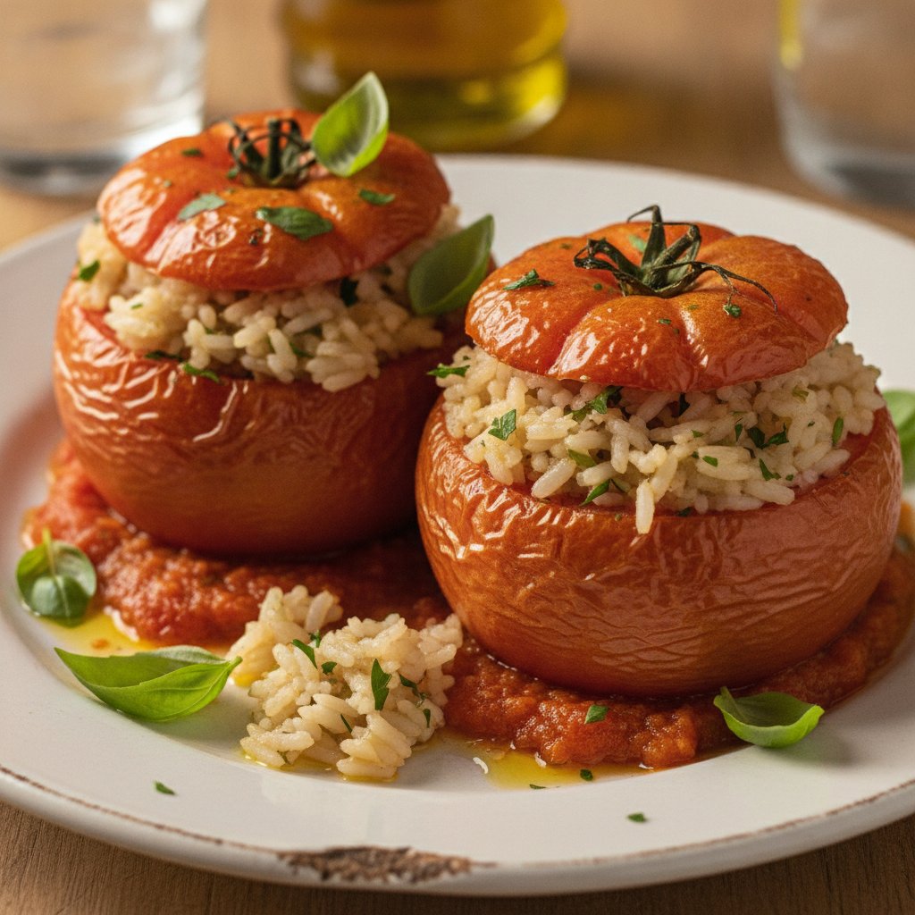 Baked Stuffed Tomatoes with Rice