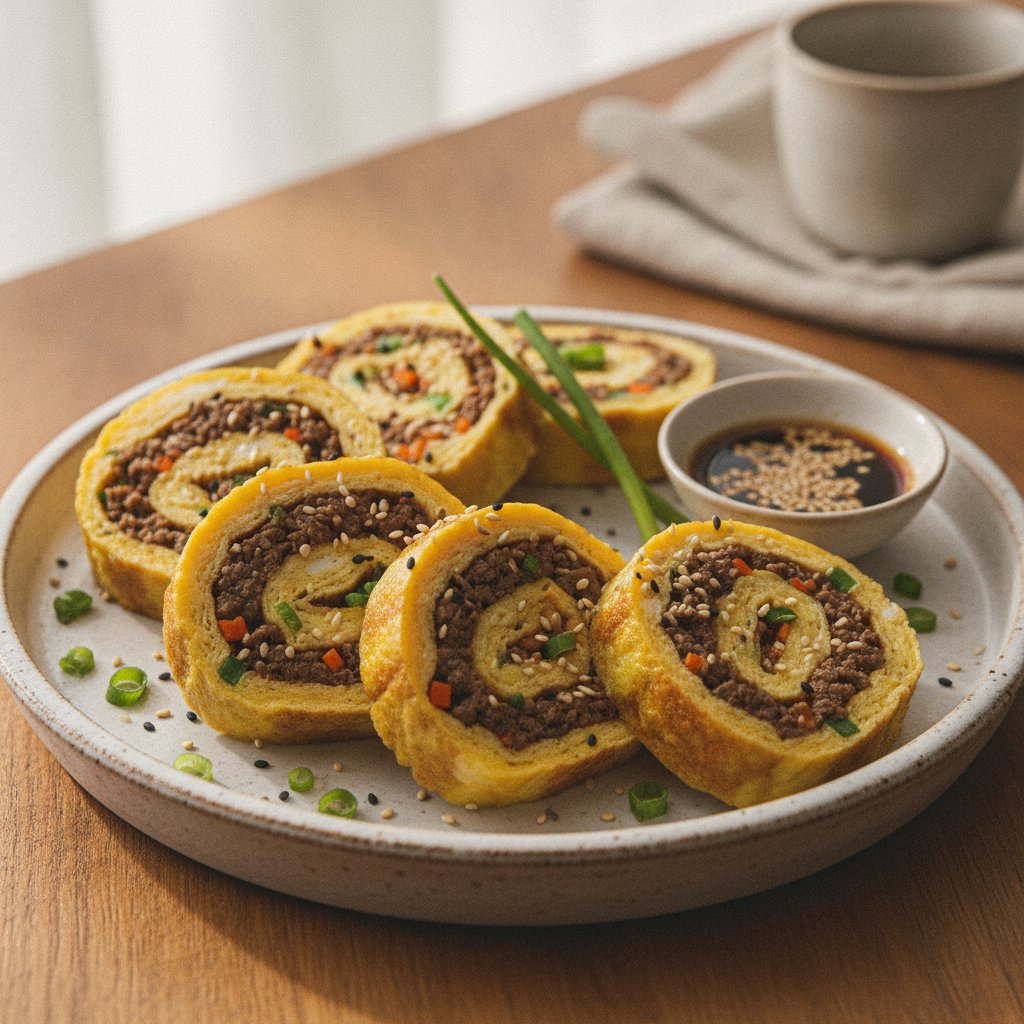 Egg and Beef Rolled Omelet