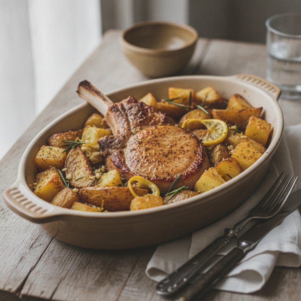 Baked Pork Chops with Rosemary Potatoes