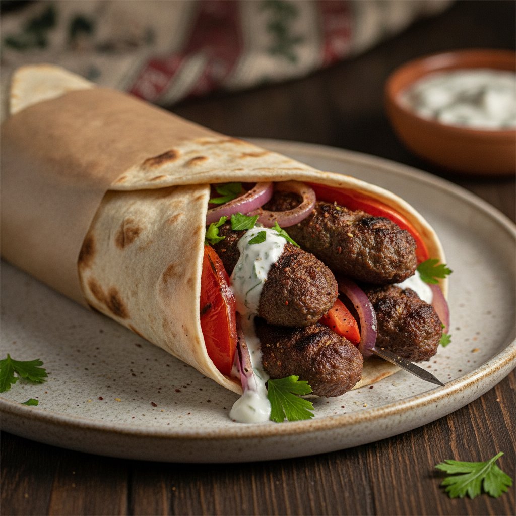 Grilled Beef Meatball Roll