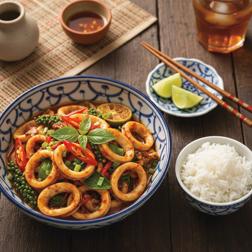 Pla Meuk Pad Cha