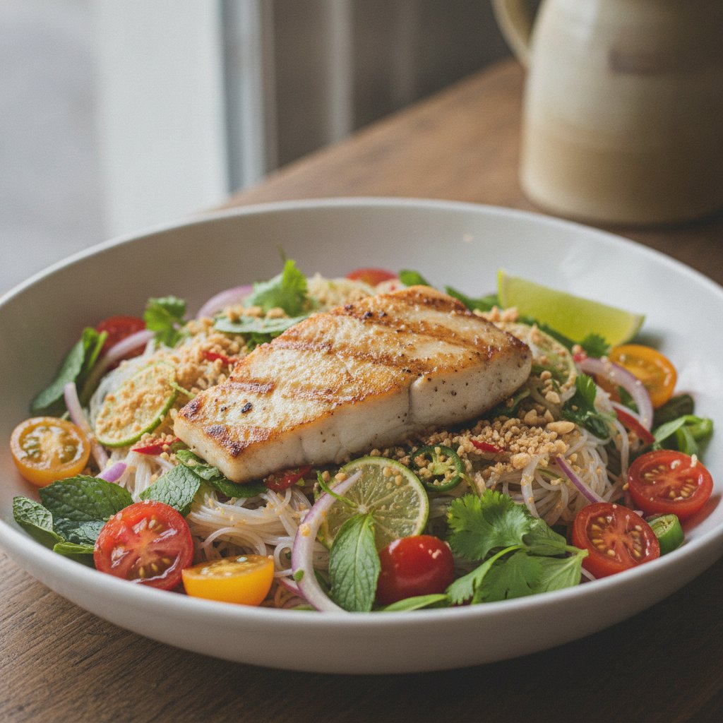 Grilled Fish Noodle Salad