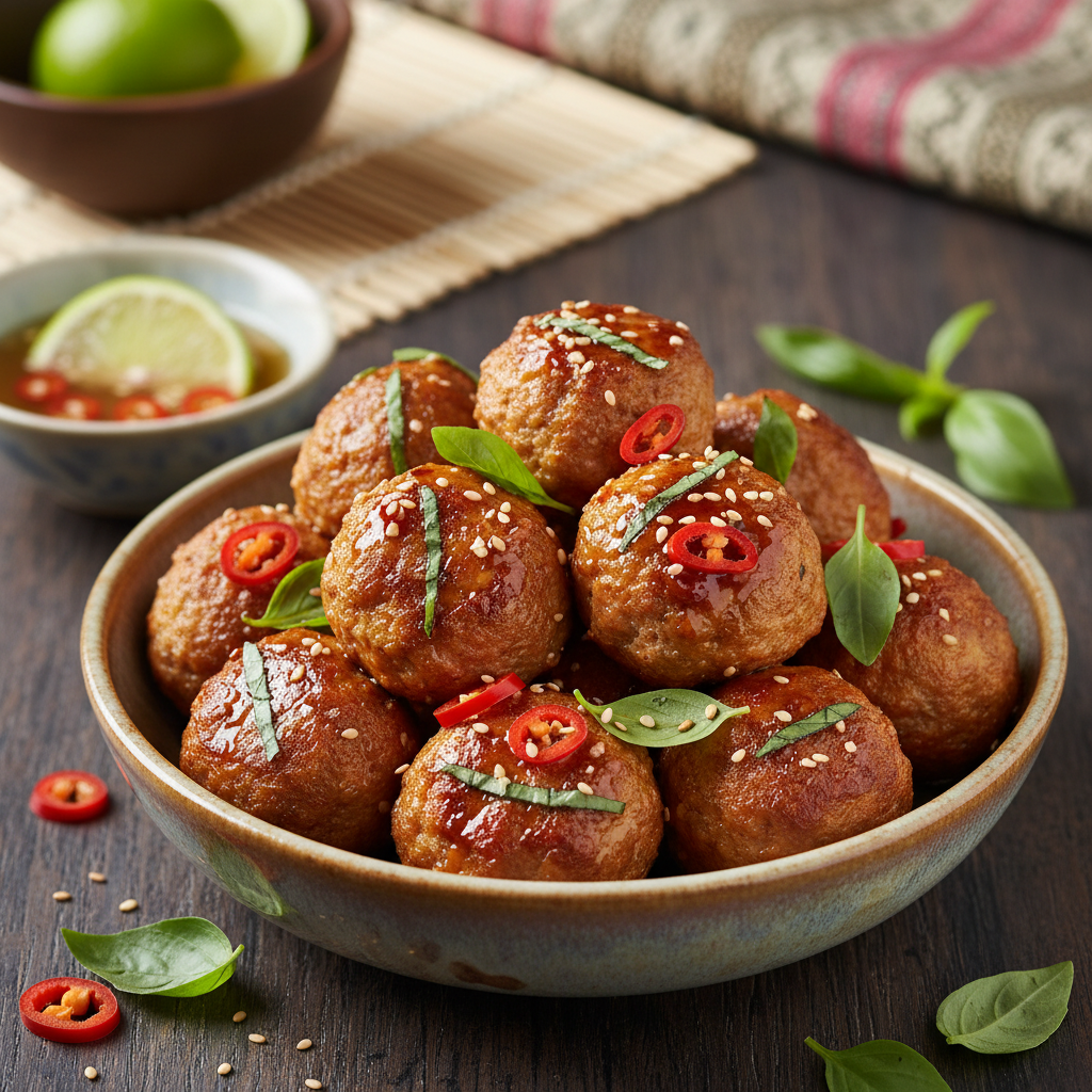 Air Fryer Thai Basil Turkey Meatballs