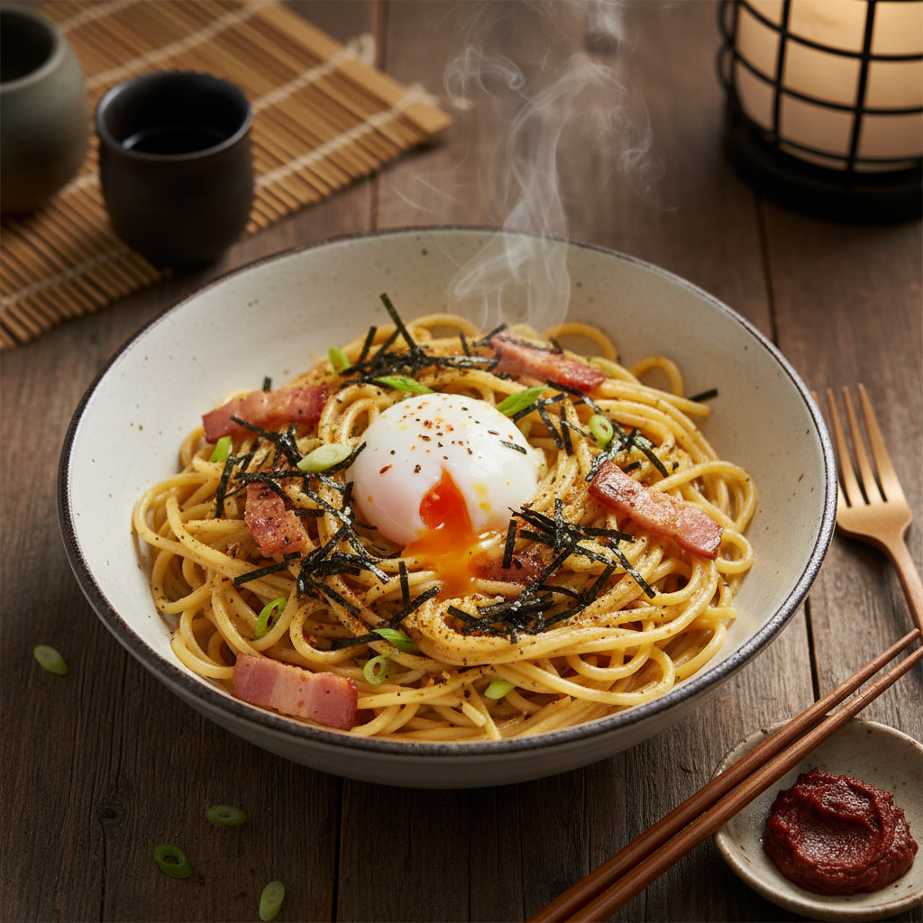 Silky Miso Egg Pasta — Miso Carbonara