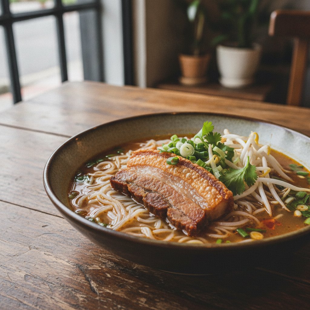 Crispy Pork Belly Noodle Soup