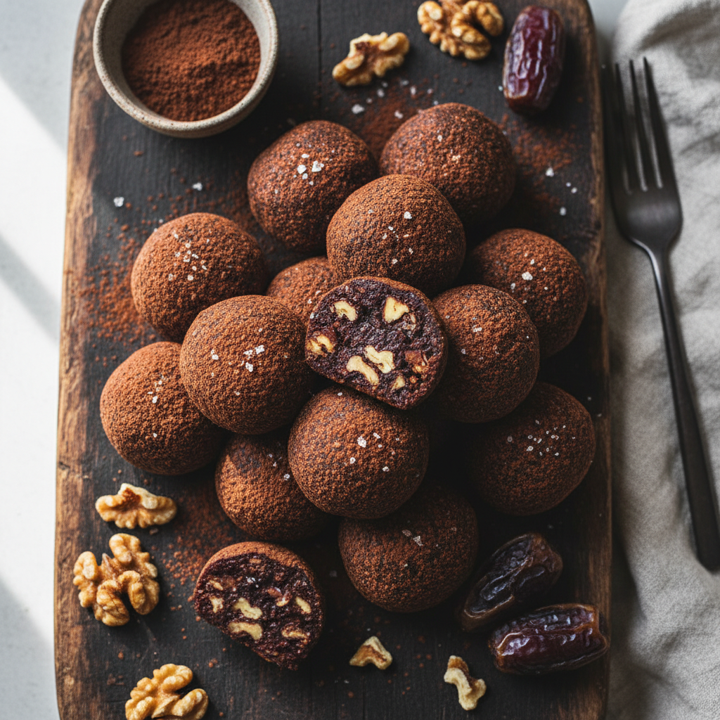 Raw Cacao Date Walnut Bites