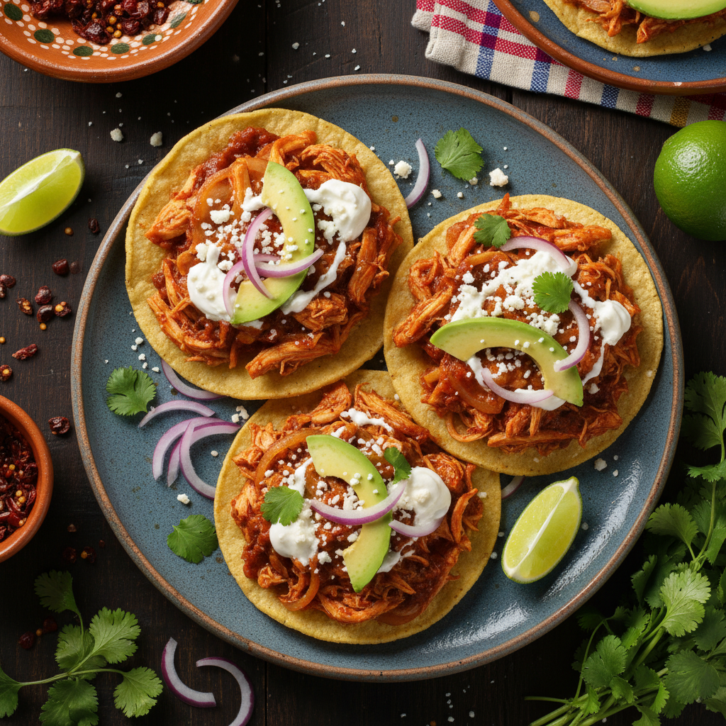 Tostadas de Tinga de Pollo