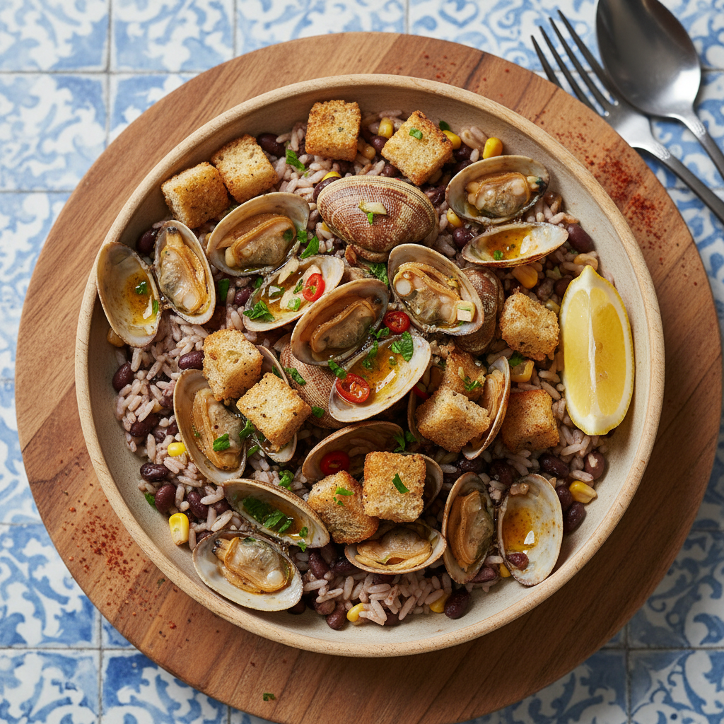 Garlic Clams with Bean Rice Bowl - Ameijoas Bandeja