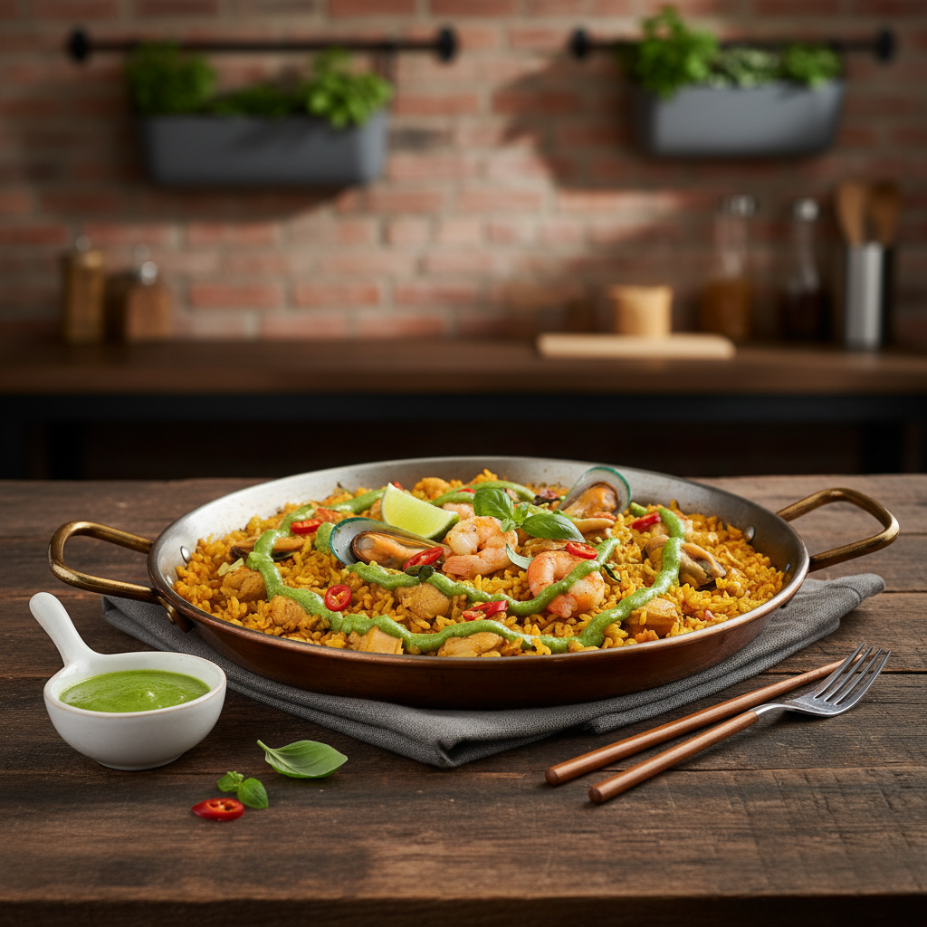 Thai Green Curry and Saffron Paella