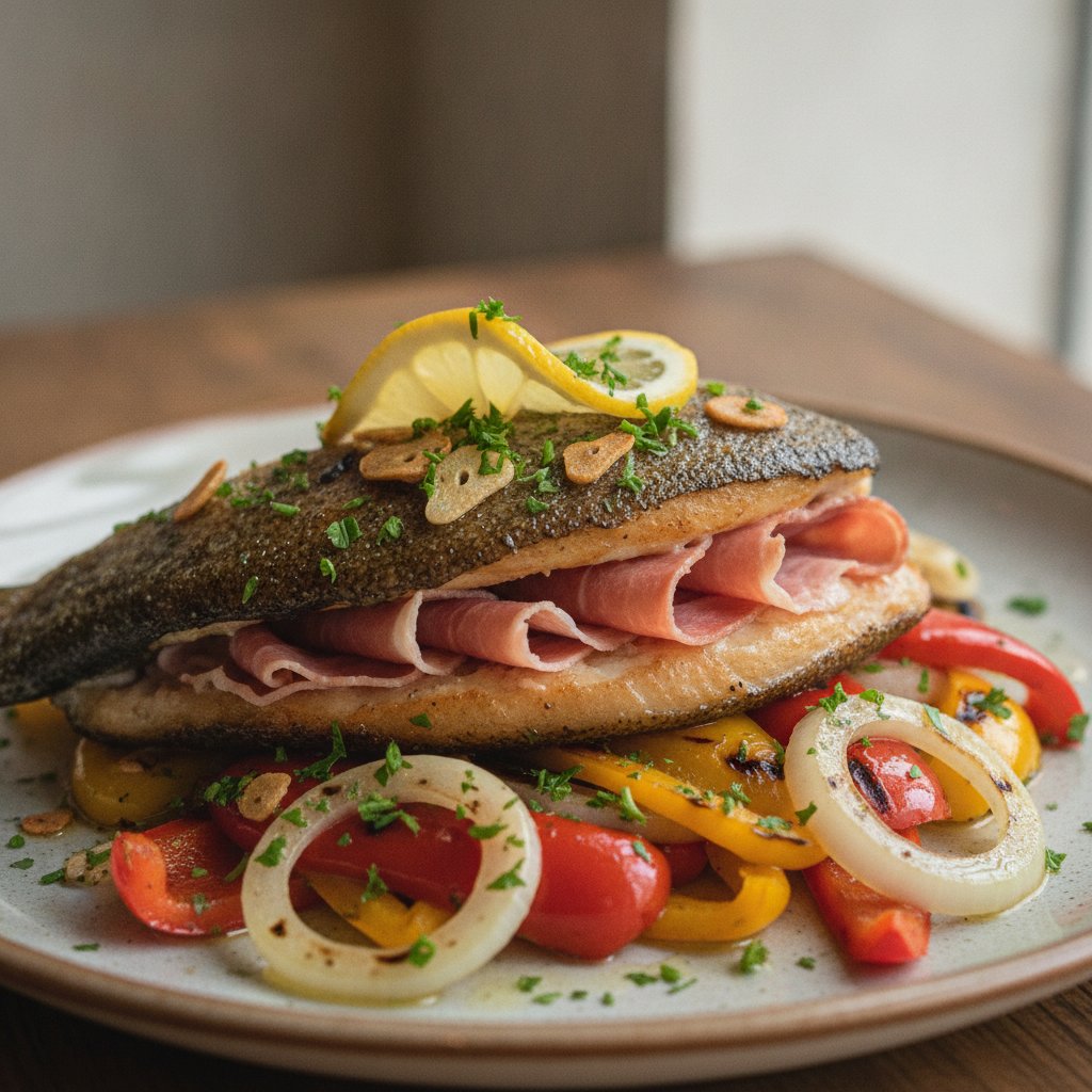 Grilled Trout with Ham (Low-Calorie)