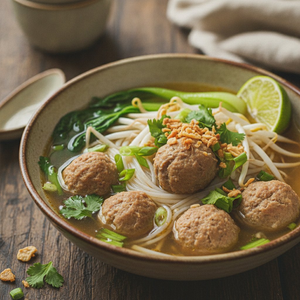 Thai Noodle Soup With Pork Balls