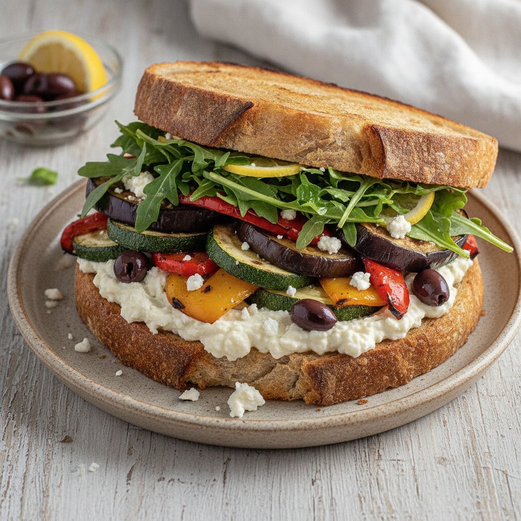 Roasted Vegetable and Dip Sandwich