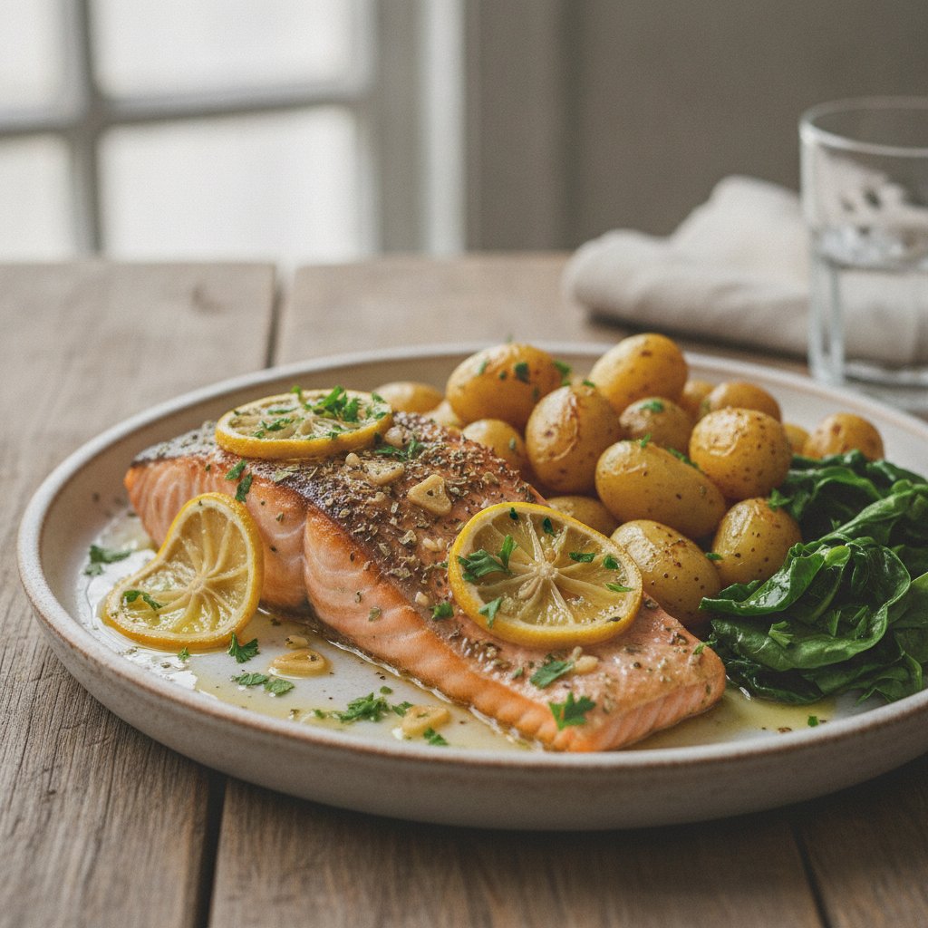 Baked Salmon with Lemon and Oregano