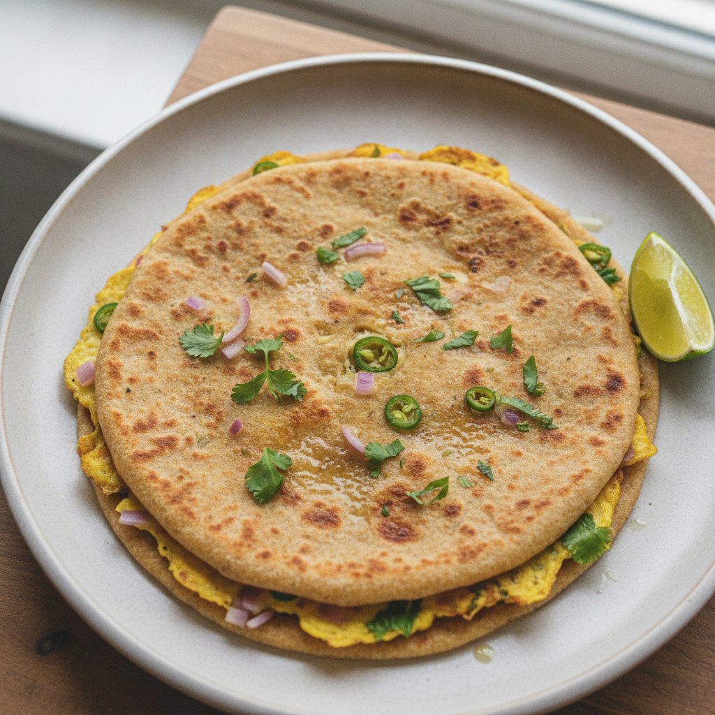 Layered Egg Flatbread (Low-Calorie)
