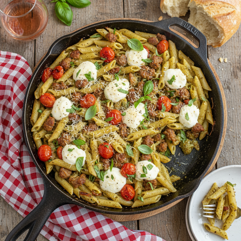 New York Pesto Pasta Skillet
