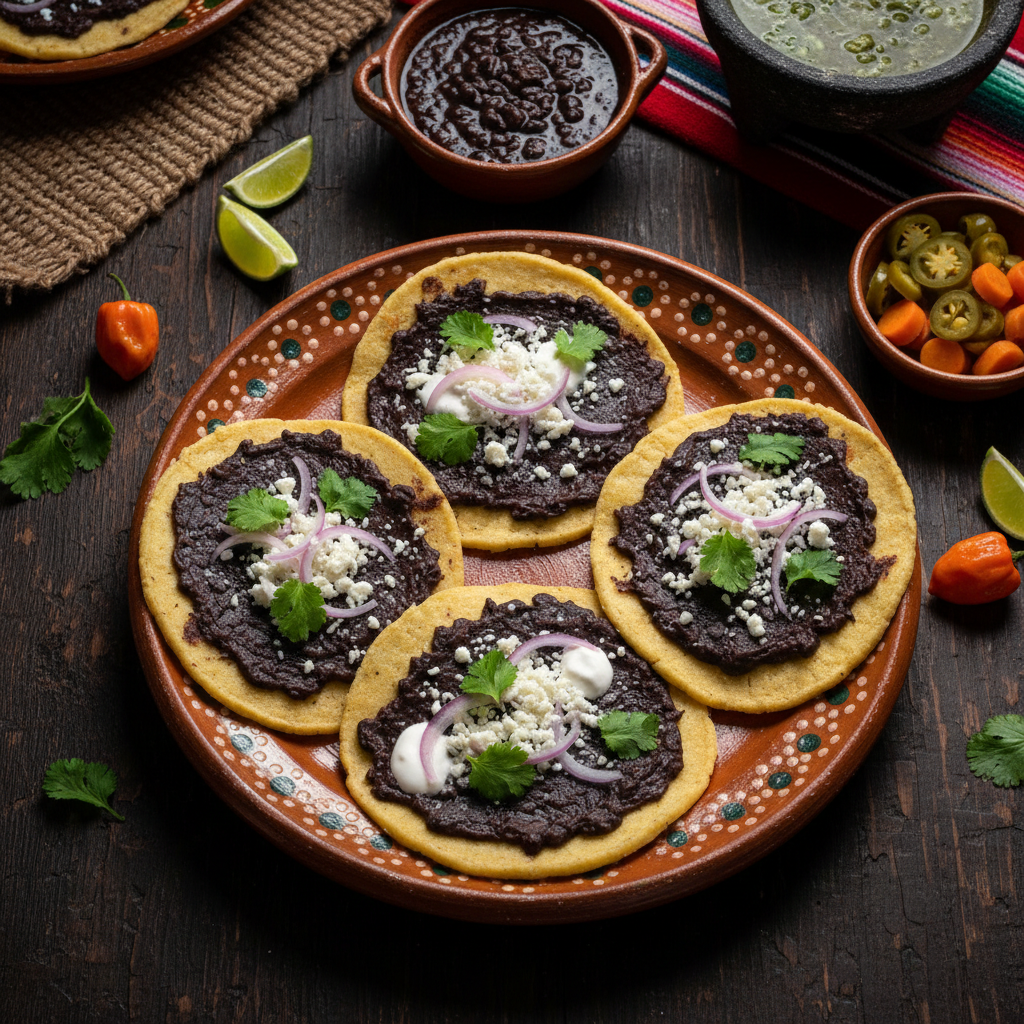 Memelas Veracruzanas con Salsa de Frijol Negro
