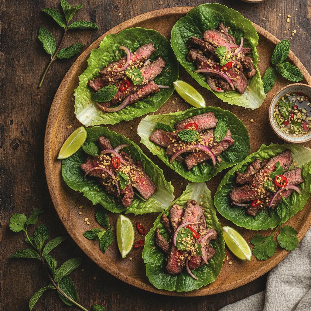 Grilled Beef Salad Lettuce Wraps