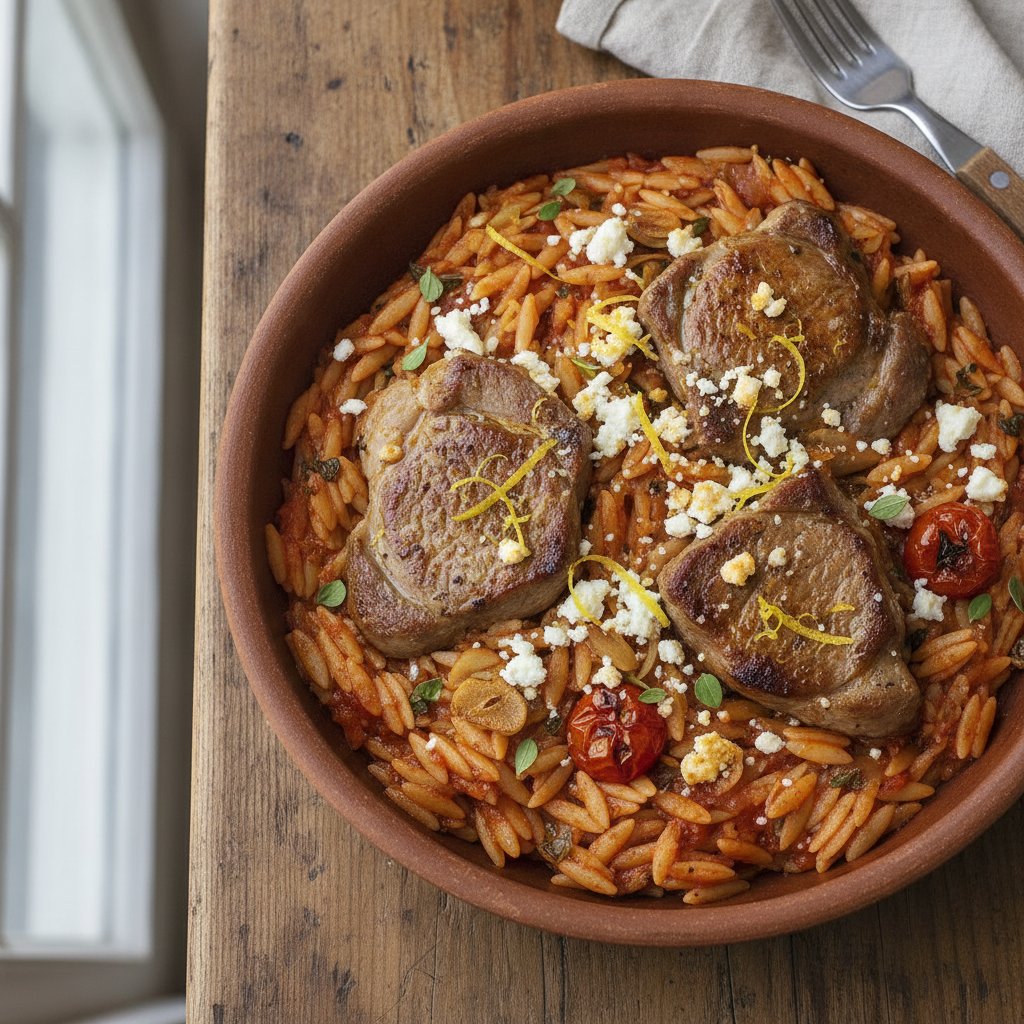 Baked Lamb with Orzo Pasta (Low-Calorie)