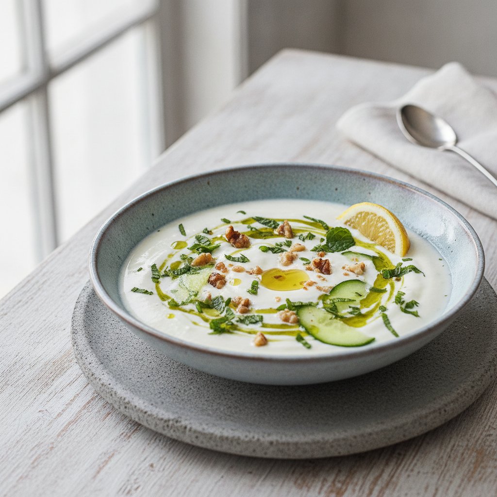 Garlic Yogurt Mint Soup