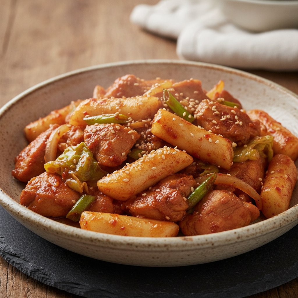 Spicy Stir-Fried Chicken with Rice Cakes