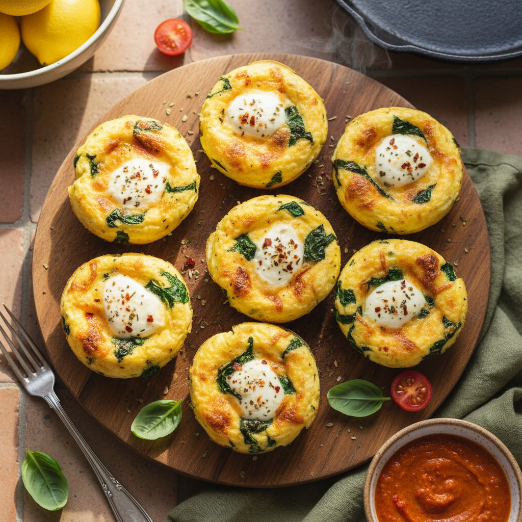 Keto Three Cheese Spinach Egg Bites