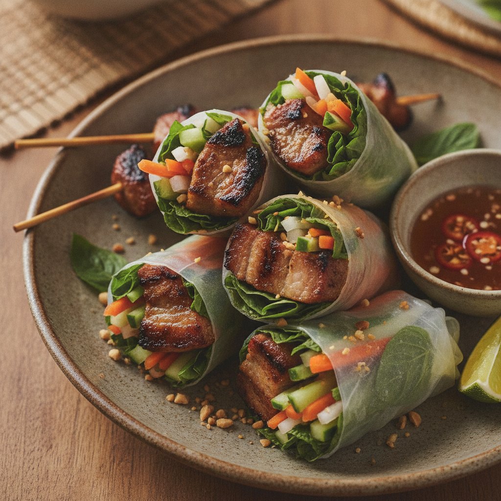 Grilled Pork Skewer Wraps