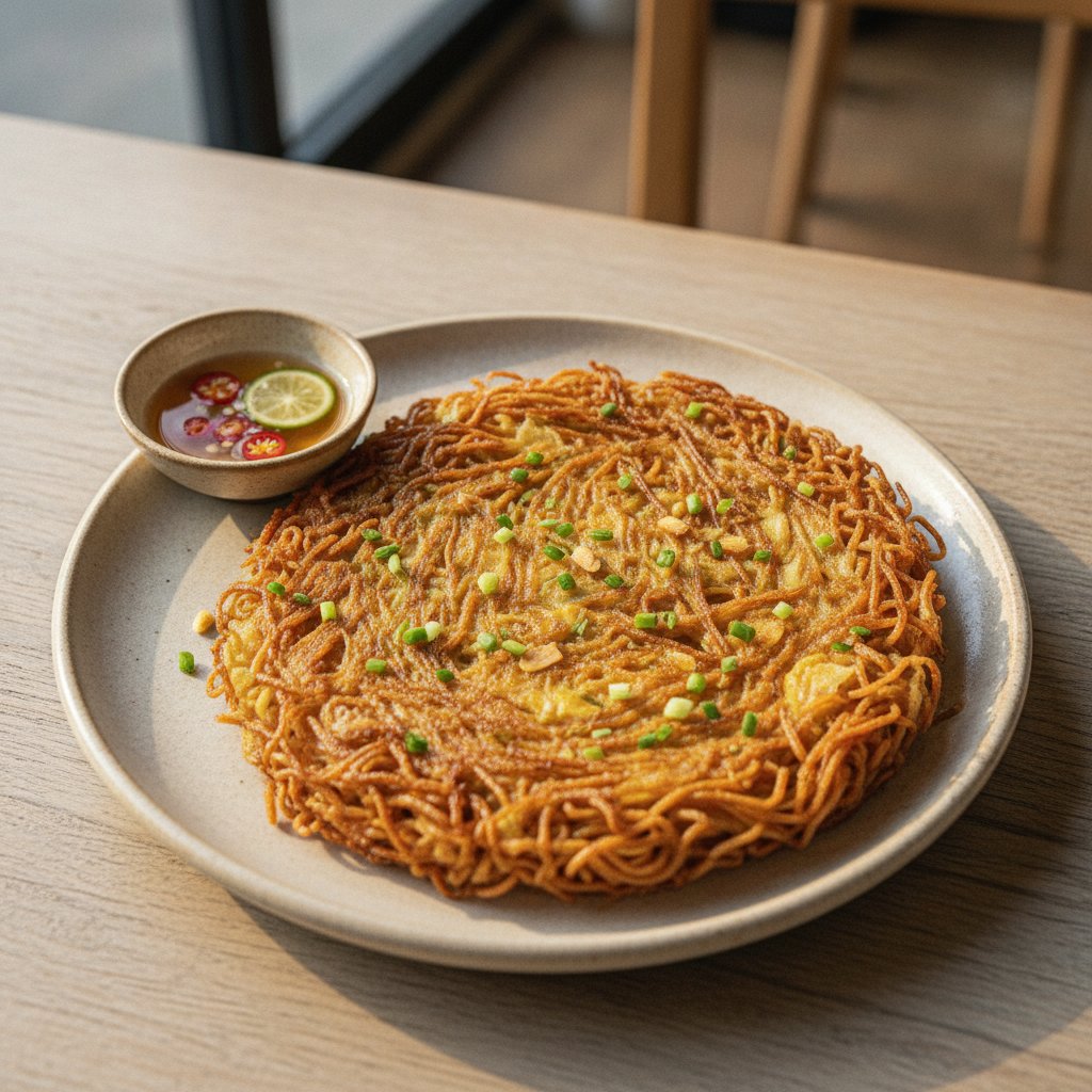 Fried Egg Noodle Cake
