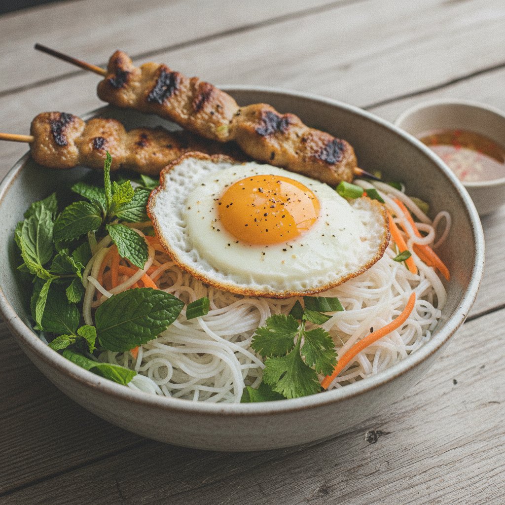 Grilled Pork Skewers with Noodles (High-Protein)