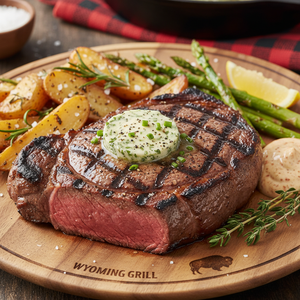 Wyoming Grilled Buffalo Ribeye Steak Plate