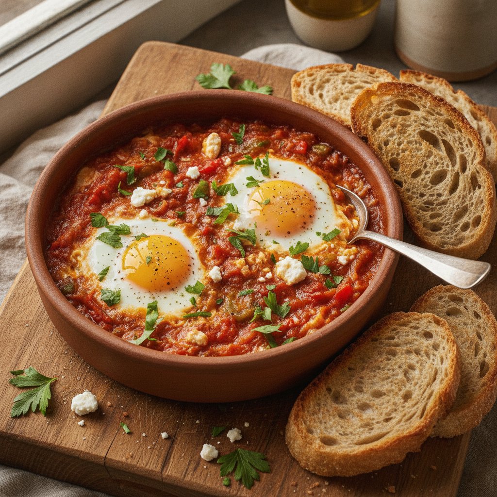 Baked Eggs in Tomato Stew (Low-Chol)