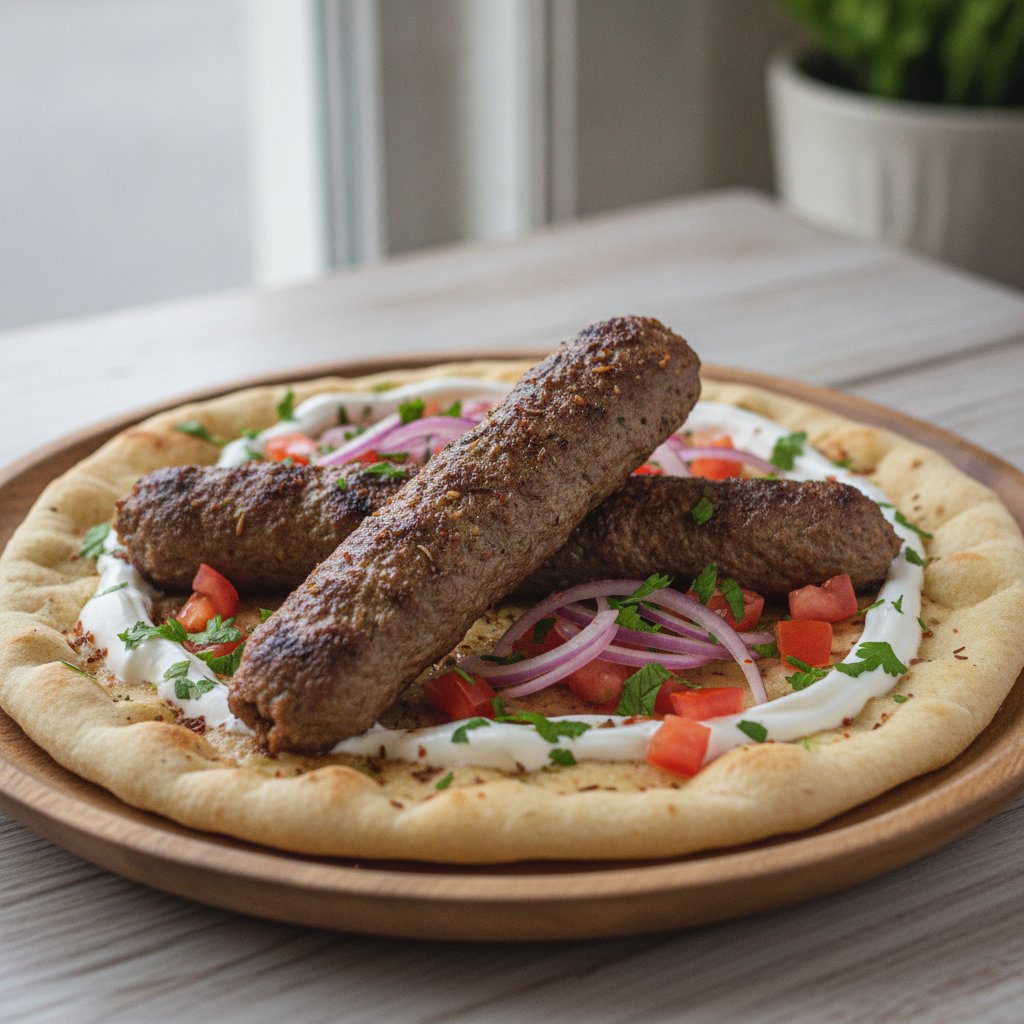 Ground Lamb Skewer Flatbread