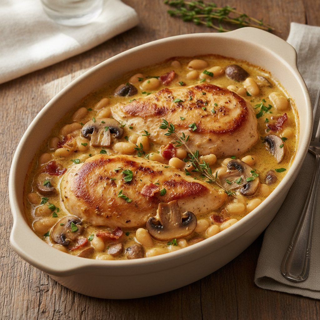 Baked Chicken with Mushrooms and Wine (High-Protein)