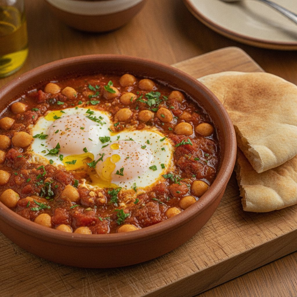 Chickpea Stew with Poached Eggs