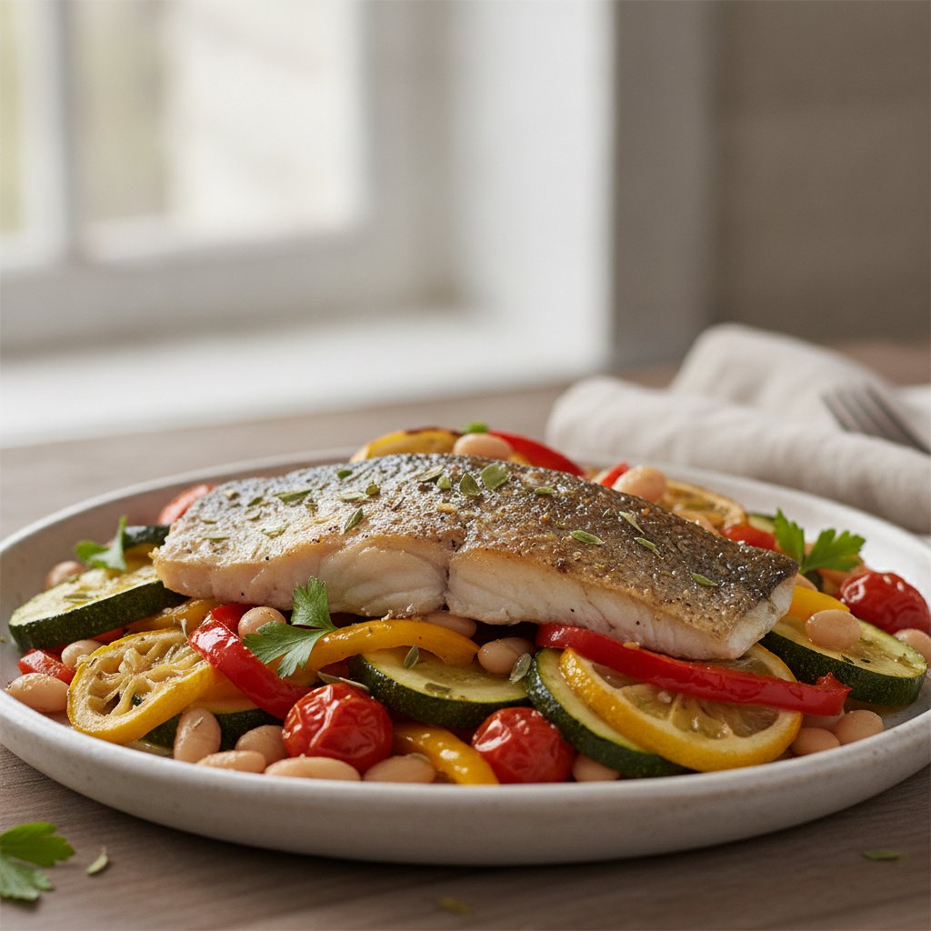Baked Sea Bass with Vegetables (GLP-1)